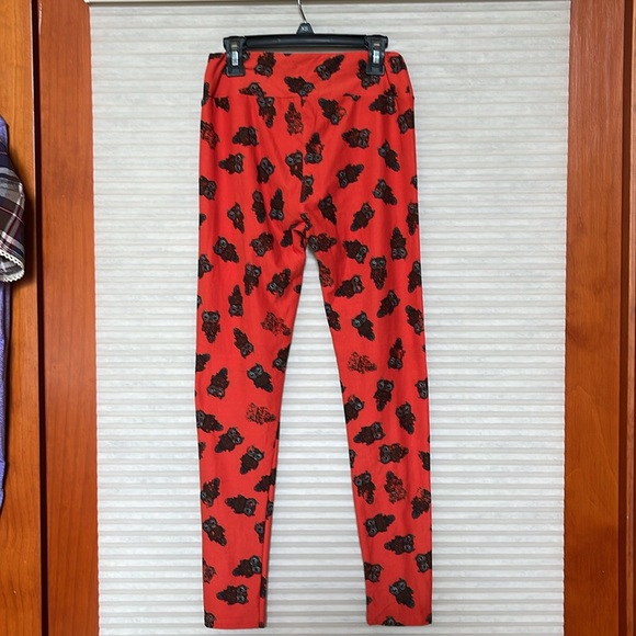 Buttery, soft LulaRoe leggings orange with owl print great condition OS - Picture 6 of 10